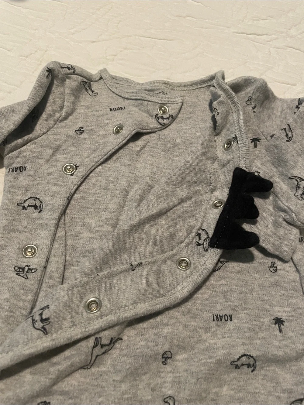 Carter's Gray Dinosaur Print Footed One-Piece